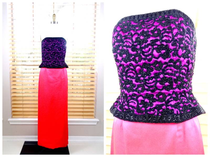 Oleg Cassini Perlen Bustier Top/Bestickte Hand Verziertes Trägerloses Korsett von braxae