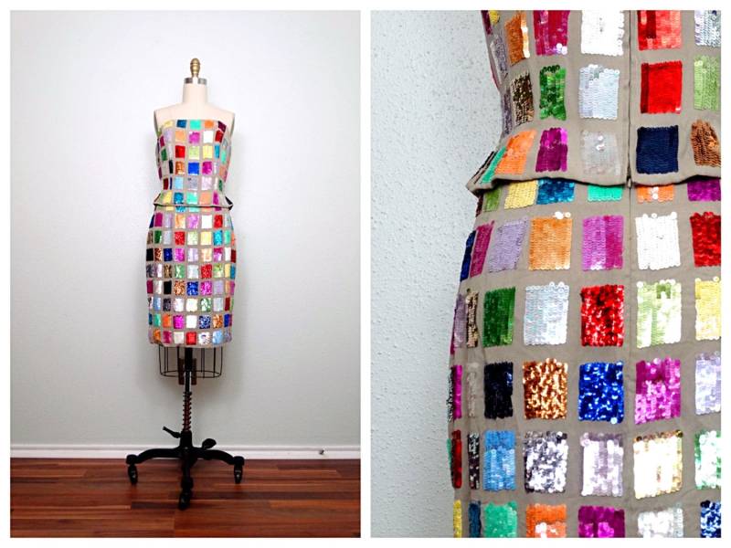 Regenbogen Paillettenrock // Color Block Nur von braxae