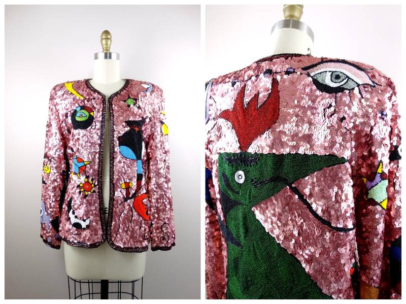 Schwere Perlenjacke/Retro Pailletten Funky Tragbare Kunst Neuheit Jacke Braxae von braxae