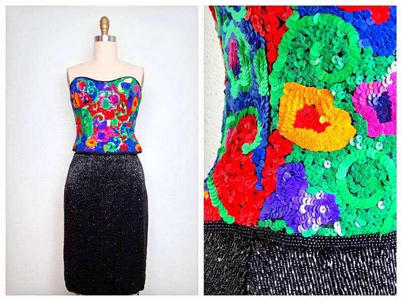 Schwerer Perlenrock/Schwer Verschönerter Rock Schwarz Größe S von braxae