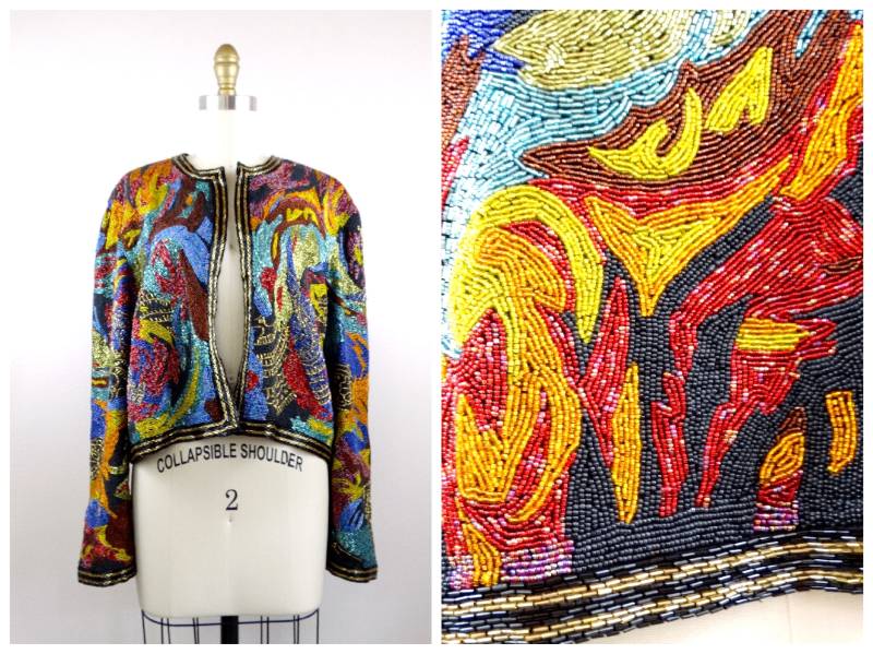 Sehr Schwere Perlenjacke // Stark Verzierter Mantel Museumsqualität von braxae