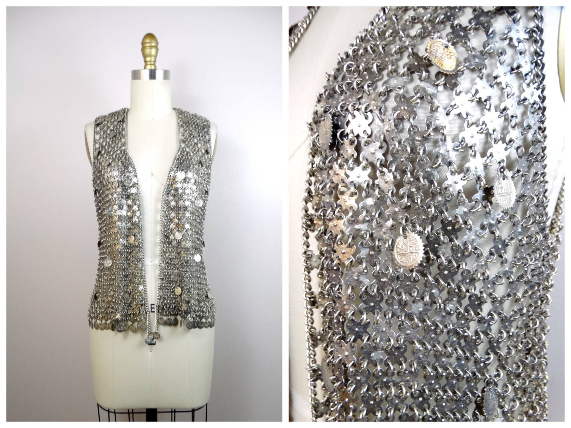 Seltene Schwere Kettenhemd Weste/Paco Rabanne Vintage Style Metal Armor Top von braxae