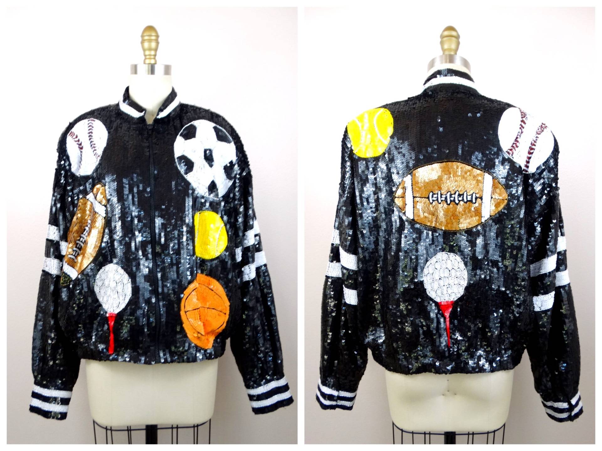 Seltene Sportliebhaber Pailletten Bomberjacke // All-Star Athletic Ball Game Statement Piece Sportliche Neuheit Jacke von braxae