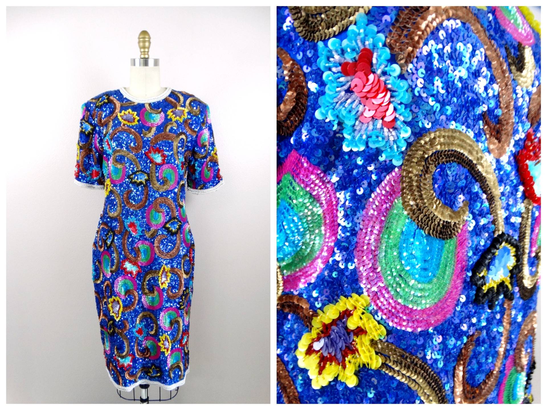 Seltenes Vintage Pailletten Kleid/Retro von braxae