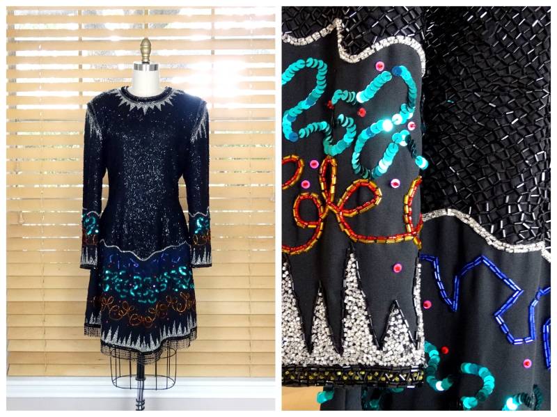 stark Perlenbesetztes Kleid/Vintage Cocktailkleid von braxae