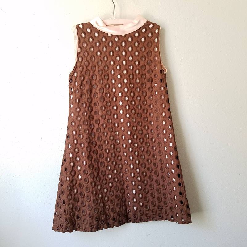 Vintage Braune Spitze Party Kleid - Modell Mandy Mädchen Größe 8/10 von breedbabynyc
