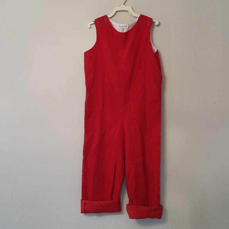 Vintage Rote Cord Latzhose Von Susan Lively- Grösse 6- Unisex - Valentines Party Outfit von breedbabynyc