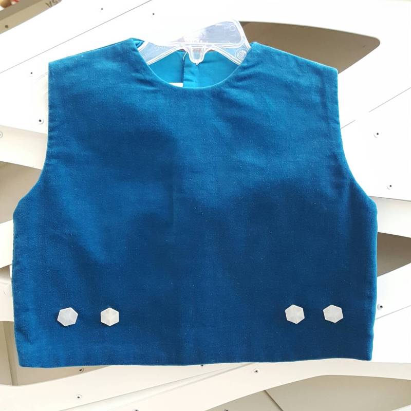 Vintage Türkise Samtweste Für Mädchen Achteckige Perlenknöpfe, Größe 3 von breedbabynyc