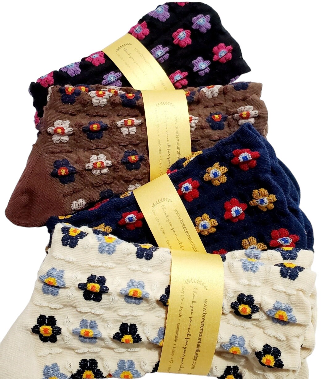Blumenmuster Socken | Leichte Crew Sneaker Florale Daisy Flower Frauen Ganzjahressocken Neuheit von breezemountain8