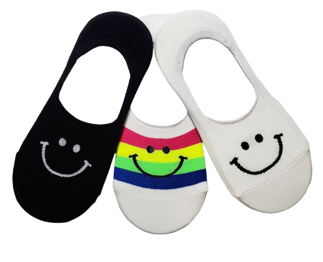 Sommer Süße Smiley Gesichtssocken/Bunte Fake Socken Ausblenden Verstecken Mädchen Frauensocken Rutschfeste Silikon von breezemountain8