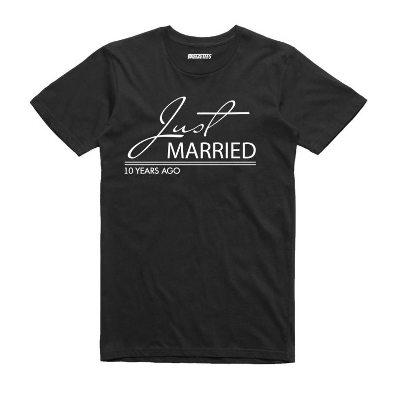 Just Married Vor 10 Jahren Lustiges Geschenk T-Shirt Zum Heiratstag von breezetees