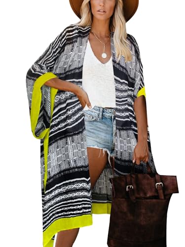 breezy lane Damen Badeanzug Cover Up Kimono Boho Loose Sommer Strickjacke Bikini Beachwear Cardigan Resort Bekleidung von breezy lane