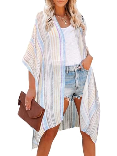 Breezy Lane Damen Badeanzug Cover Up Kimono Boho Loose Sommer Strickjacke Bikini Beachwear Cardigan Resort Bekleidung von Breezy Lane