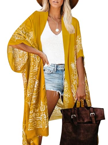 Breezy Lane Damen Badeanzug Cover Up Kimono Boho Loose Sommer Strickjacke Bikini Beachwear Cardigan Resort Bekleidung von Breezy Lane