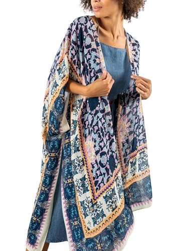 breezy lane Damen Kimono Bikini Cover Up Strickjacke Sommer Blumenmuster Strandkleid Lässige Badebekleidung Cardigan für den Urlaub von Breezy Lane