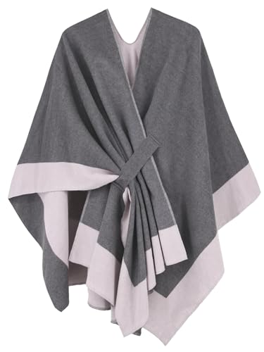 breezy lane Damen Poncho Schal Strick Cape Reversible Wraps Elegant Übergroße Ruana Cardigan Geschenke für Mutter von breezy lane