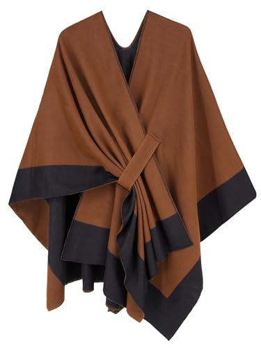breezy lane Damen Poncho Schal Strick Cape Reversible Wraps Elegant Übergroße Ruana Cardigan Geschenke für Mutter von breezy lane