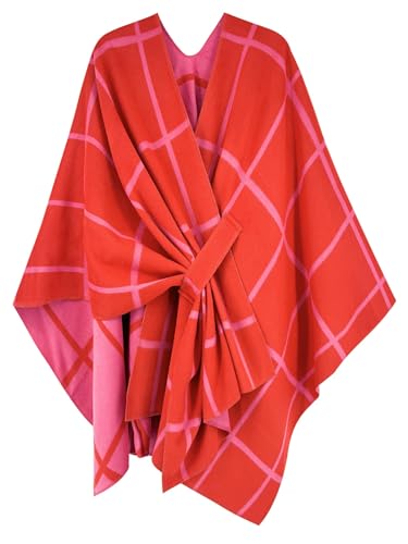 breezy lane Damen Poncho Schal Strick Cape Reversible Wraps Elegant Übergroße Ruana Cardigan Geschenke für Mutter von breezy lane