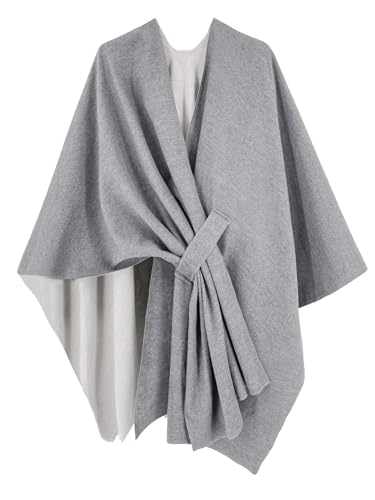 breezy lane Damen Poncho Schal Strick Cape Reversible Wraps Elegant Übergroße Ruana Cardigan Geschenke für Mutter von breezy lane