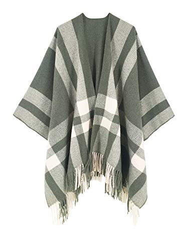 breezy lane Damen Schal Wrap Plaid Poncho Cape Übergroße Open Front Strick Umhang Quaste Decke Cardigans für Herbst Winter Urlaub von breezy lane