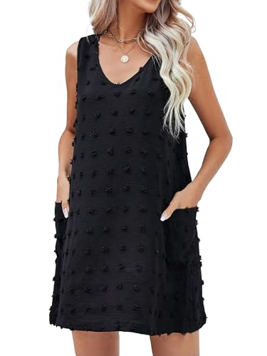 breezy lane Damen Sommer ärmelloses Strandabdeckungskleid Schweizer Polka Dot Kleid mit Taschen von Breezy Lane