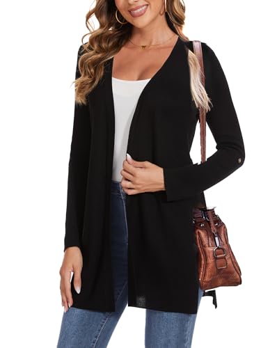 breezy lane Damen Strickjacke Langärmelig Vorne Lange Cardigan Offen Casual Leicht Strickoberbekleidung von breezy lane