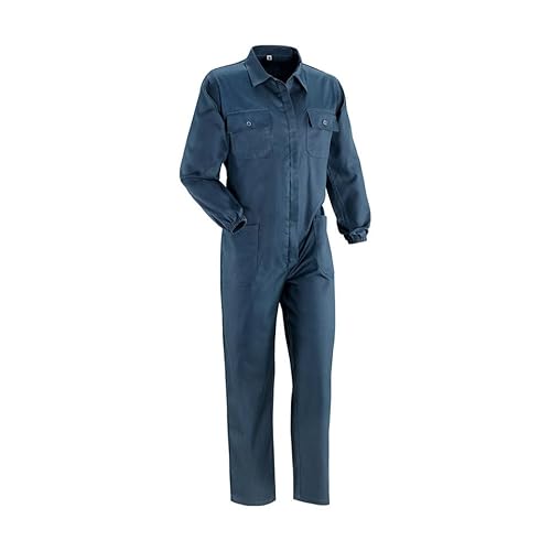 bricoleva.it Arbeitsanzug für Herren, blau, 100 % Baumwolle, 250 g, Overall für Herren mit Taschen, elastische Handgelenke, verdeckter Frontreißverschluss, Messlatte – Industrie und Baugewerbe – XXL von bricoleva.it