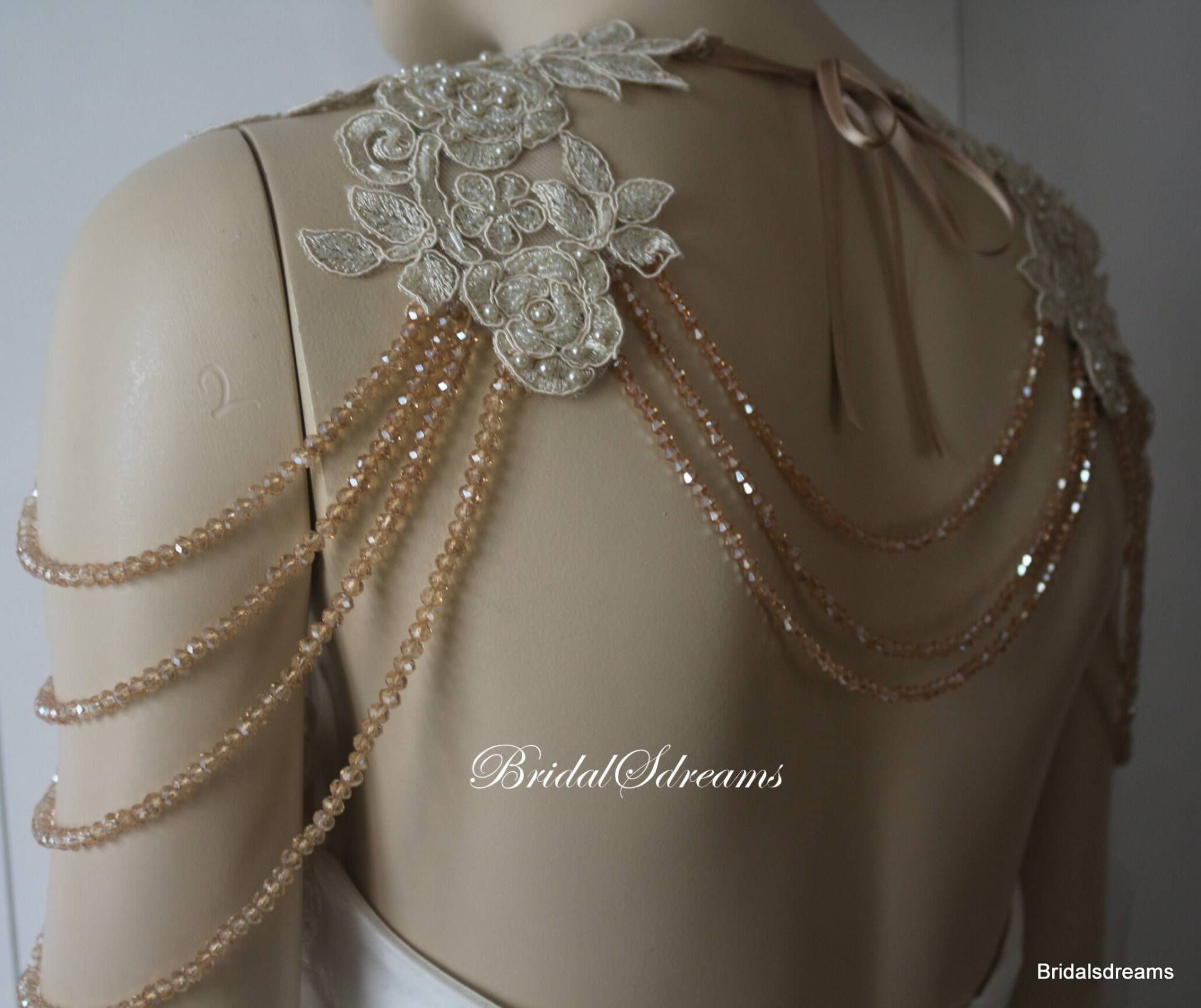 Champagner Spitze Braut Schulter, Spitze Schulter, Schmuck Schulter, Hochzeit Schulter von bridalsdreams