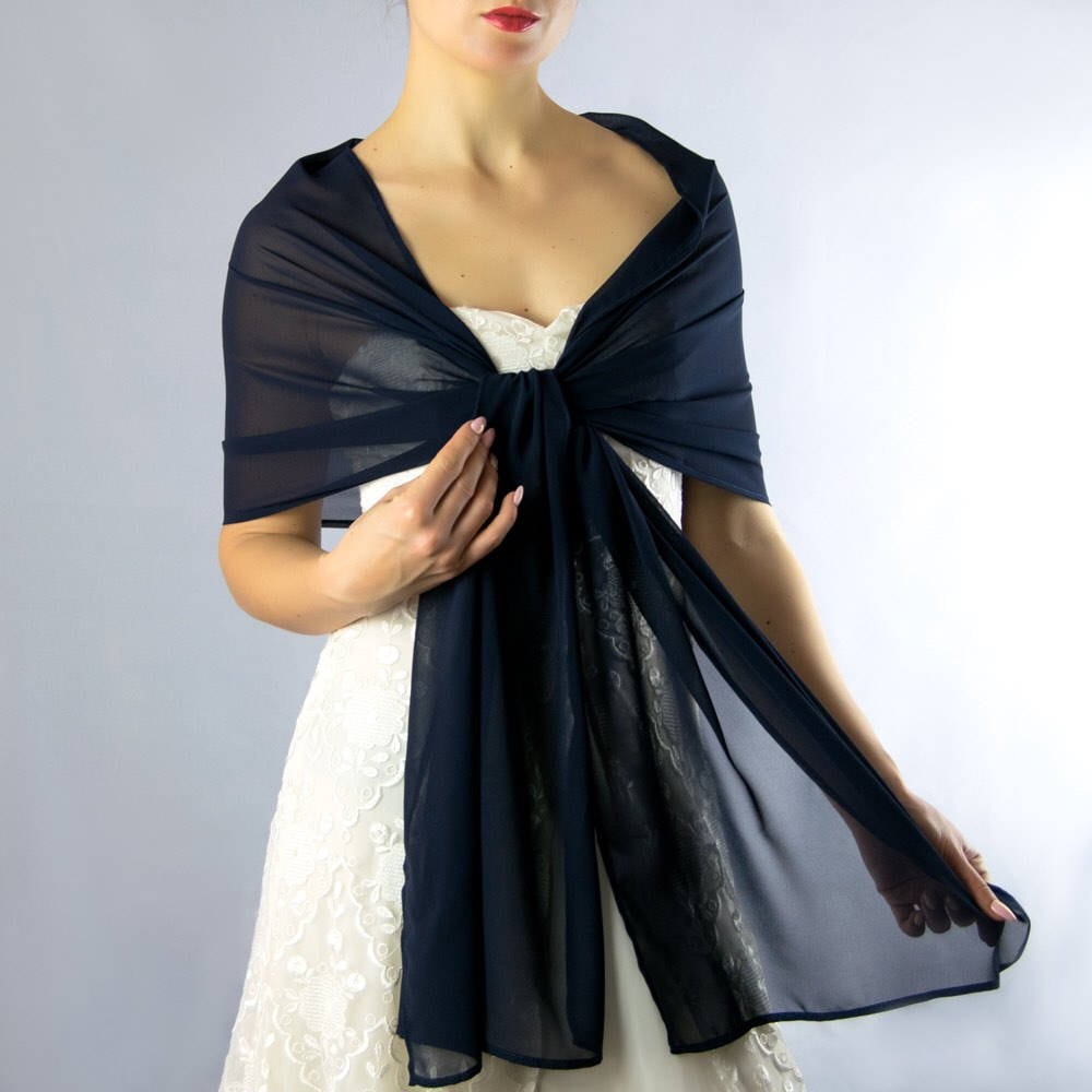 Chiffon Stola 200 cm Marine Blau Nachtblau N1 Chiffon Stola 200 cm Marine Blau Nachtblau N1 von bridalspain