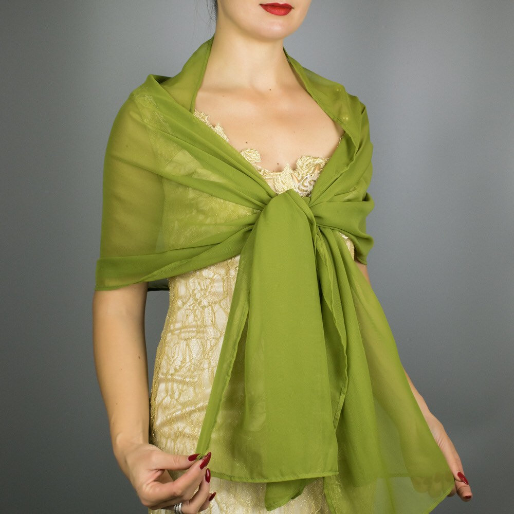 Luxus Grün Salbei Olive Birne Chiffon Wickelschal Bolero Winter Hochzeit Shrug Elegantes Accessoire 200 cm, S01 Luxus Grün Salbei Olive Birne Chiffon Wickelschal Bolero Winter Hochzeit Shrug Elegantes Accessoire 200 cm, S01 von bridalspain