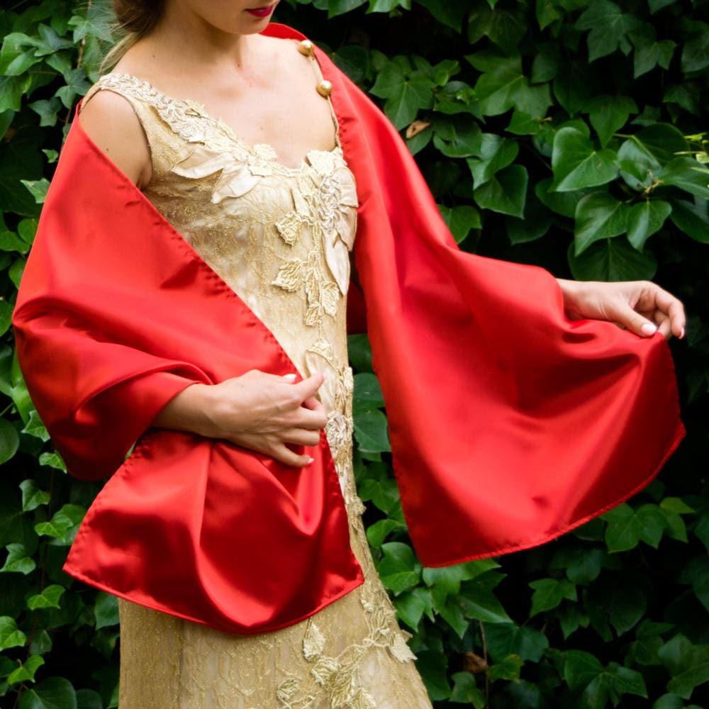 Roter Satin Schal, Roter Hochzeit Shrug, Schal Abschlussball Roter Satin Schal, Roter Hochzeit Shrug, Schal Abschlussball von bridalspain