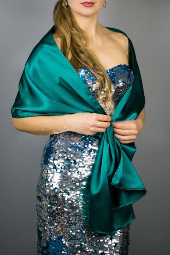 Satin Smaragd Grünes Tuch, Schultertuch, Schultertuch Satin Smaragd Grünes Tuch, Schultertuch, Schultertuch von bridalspain