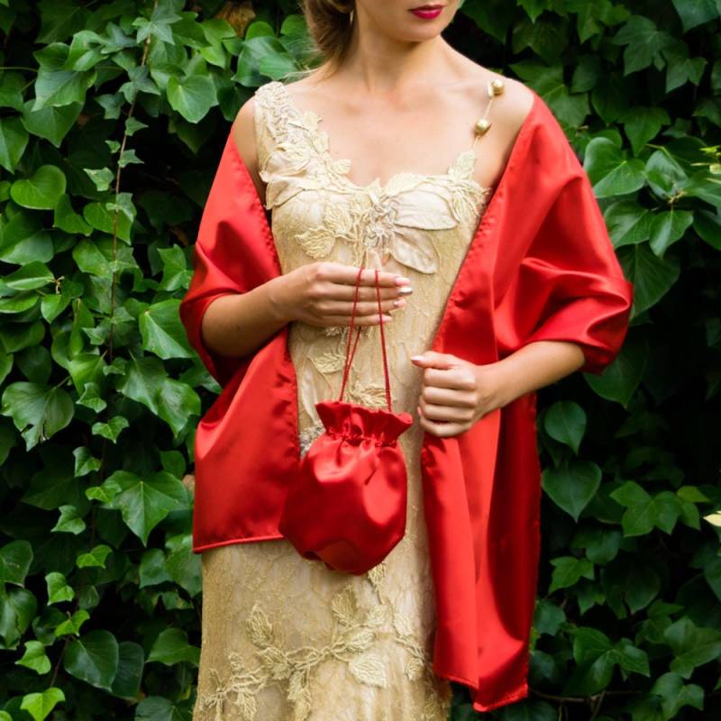 Satin Wrap + Tasche/Schultertuch Bolero Winter Hochzeit Shrug Elegantes Accessoire 170 cm Scarlet Red Satin Wrap + Tasche/Schultertuch Bolero Winter Hochzeit Shrug Elegantes Accessoire 170 cm Scarlet Red von bridalspain