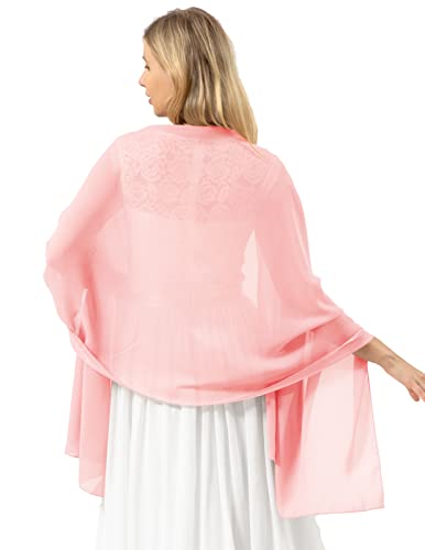 Bridesmay Damen Halstuch Sommer Schal Festliche Stola für Abendkleid Hochzeit Chiffon Silk Scarf Rosa Pink M von bridesmay