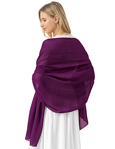 bridesmay Damen Halstuch Sommer Schal Festliche Stola für Abendkleid Hochzeit Chiffon Silk Scarf Grape M von bridesmay