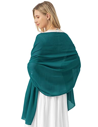 bridesmay Damen Halstuch Sommer Schal Festliche Stola für Abendkleid Hochzeit Chiffon Silk Scarf Grün Dark Green M von bridesmay