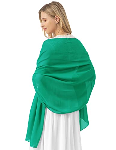 bridesmay Damen Halstuch Sommer Schal Festliche Stola für Abendkleid Hochzeit Chiffon Silk Scarf Grün Green M von bridesmay