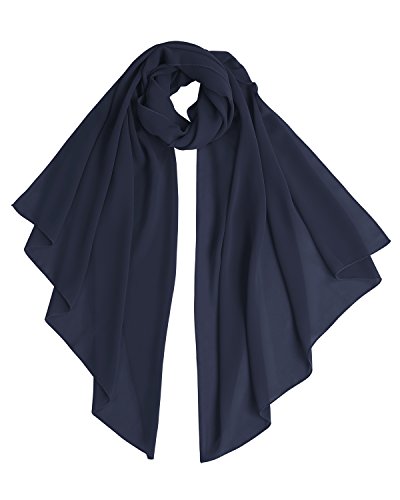bridesmay Damen Halstuch Sommer Schal Festliche Stola für Abendkleid Hochzeit Chiffon Silk Scarf Navy S von bridesmay