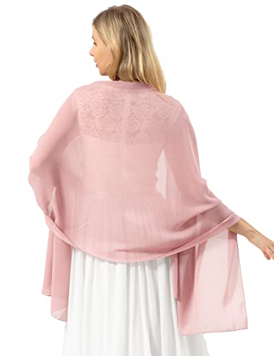 bridesmay Damen Halstuch Sommer Schal Festliche Stola für Abendkleid Hochzeit Chiffon Silk Scarf Rosa Blush S von bridesmay