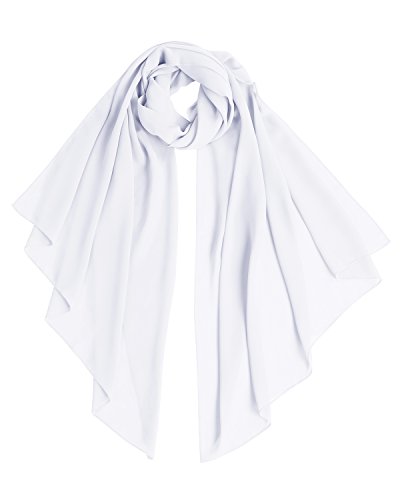 bridesmay Damen Halstuch Sommer Schal Festliche Stola für Abendkleid Hochzeit Chiffon Silk Scarf White S von bridesmay