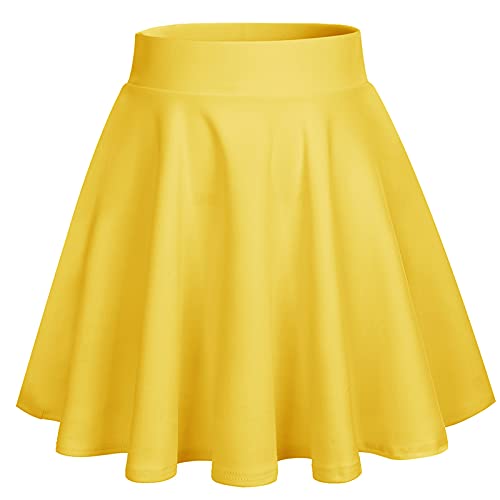 bridesmay Damen Mini Rock Sommer Kurz Skater Rock Schulmädchen Anime Rock Gothic Cosplay Röcke Yellow M von bridesmay