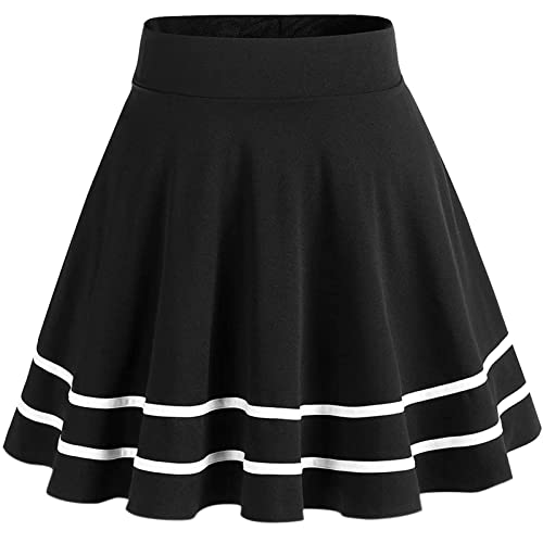 bridesmay Damen Mini Rock Sommer Kurz Skater Rock Schulmädchen Anime Rock Gothic Cosplay Sexy Röcke Black-White XL von bridesmay