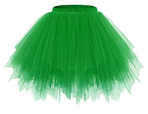 bridesmay Damen Tüll Rock Petticoat Unterrock Kurz Ballett Tutu 50er Rockabilly Tütü Mini Rock Karneval Kostüm Crinoline Green L von bridesmay