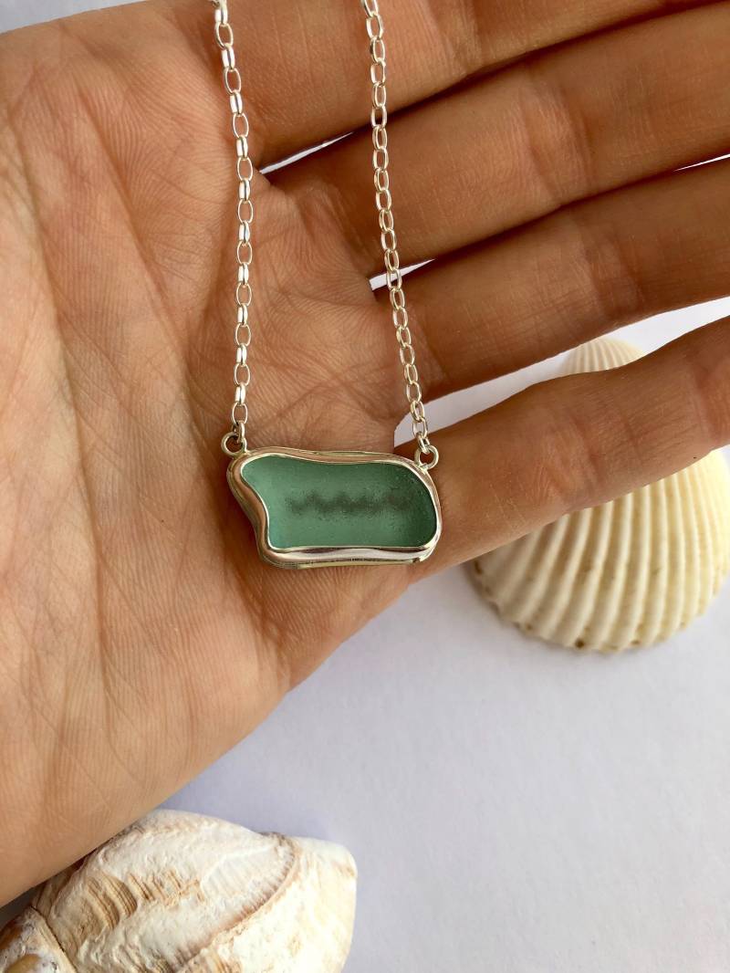 Türkis Seeglas Kette Sterling Silber Strand Schmuck von bridgetturner