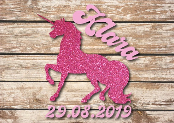 Bügelbild "Einhorn Mit Namen Und Datum" in Verschiedenen Folien/ Farben Bügelbild "Einhorn Mit Namen Und Datum" in Verschiedenen Folien/ Farben von briida