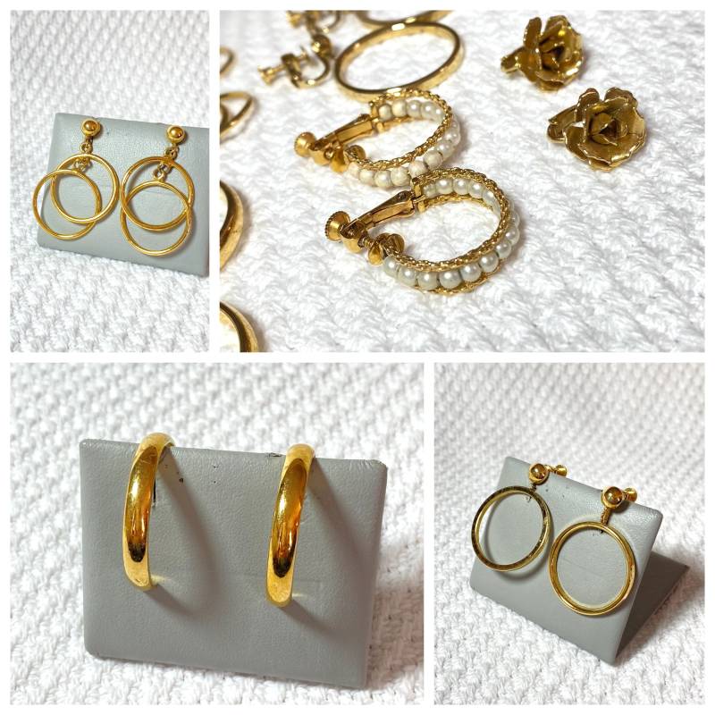 Vintage Lot Signierte Modeschmuck Ohrringe Gold 60Er Bis 80Er Jahre von bringitbackvintage