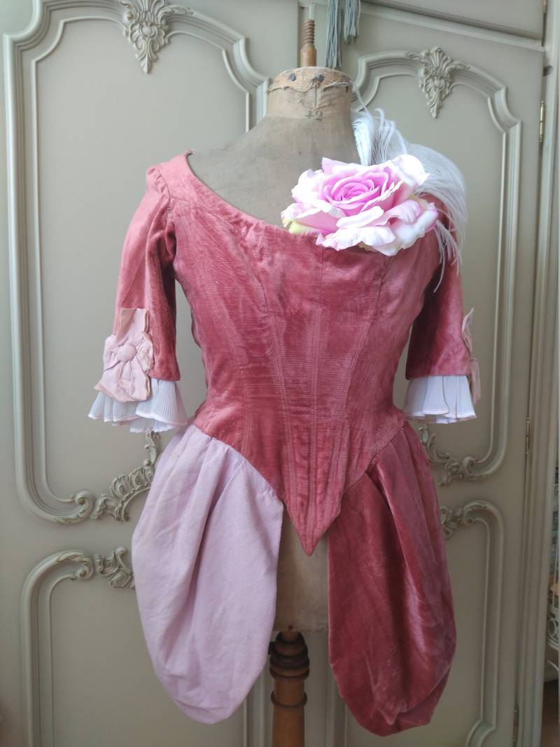 Rar Antikes Bühne Theater Tanz Ballett Kostüm Samt Corsage Kleid Korsett Frankreich Zirkus Pierrette Pierrot von brocantemonamour