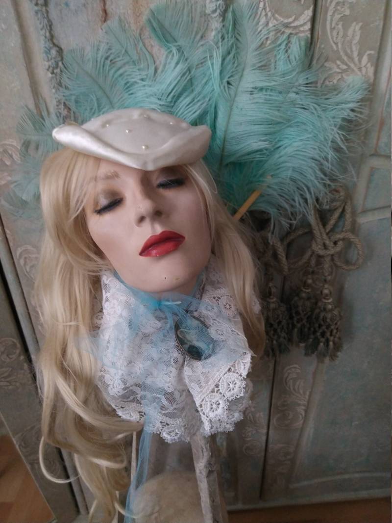 Shabby & Brocante Charm Vintage Floral Hut Käfig 1930Er Jahre Seide Perlen Cap Blumenhut Schleife Frankreich Pillbox Toque Weiß Hochzeit von brocantemonamour