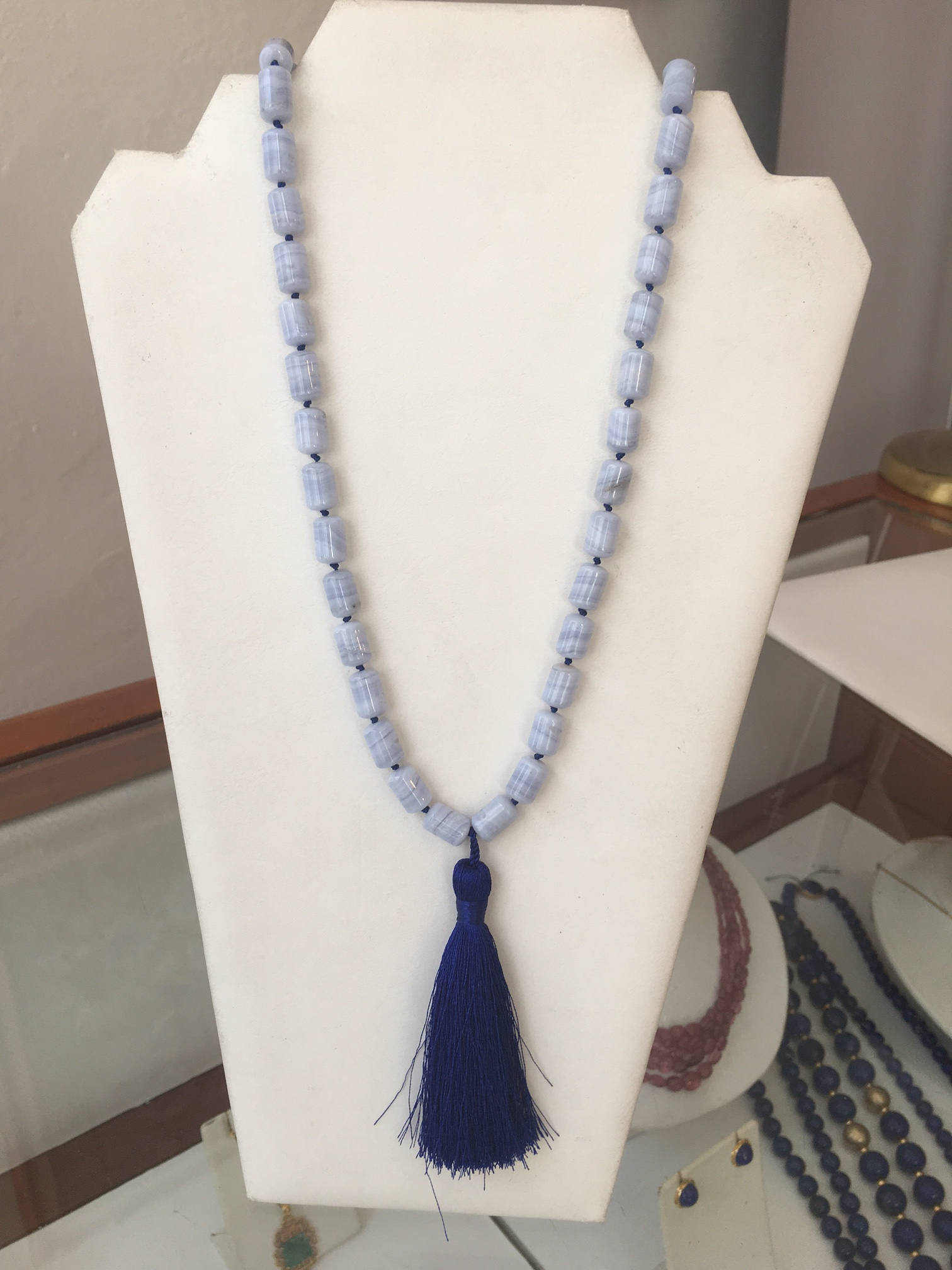 Handgeknüpfte Echte Blaue Spitze Achat Quaste Halskette Handgeknüpfte Echte Blaue Spitze Achat Quaste Halskette von brookedazzle