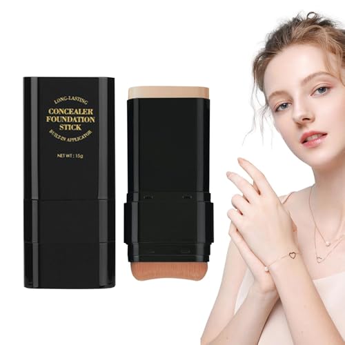 Full Coverage Stick Foundation, Stick Foundation, Full Coverage, 15G Portable Contour Foundation 15G – Doppelkopf-Gesichtsauflage für Mädchen, nachhaltige Concealer-Creme von brooksnaji
